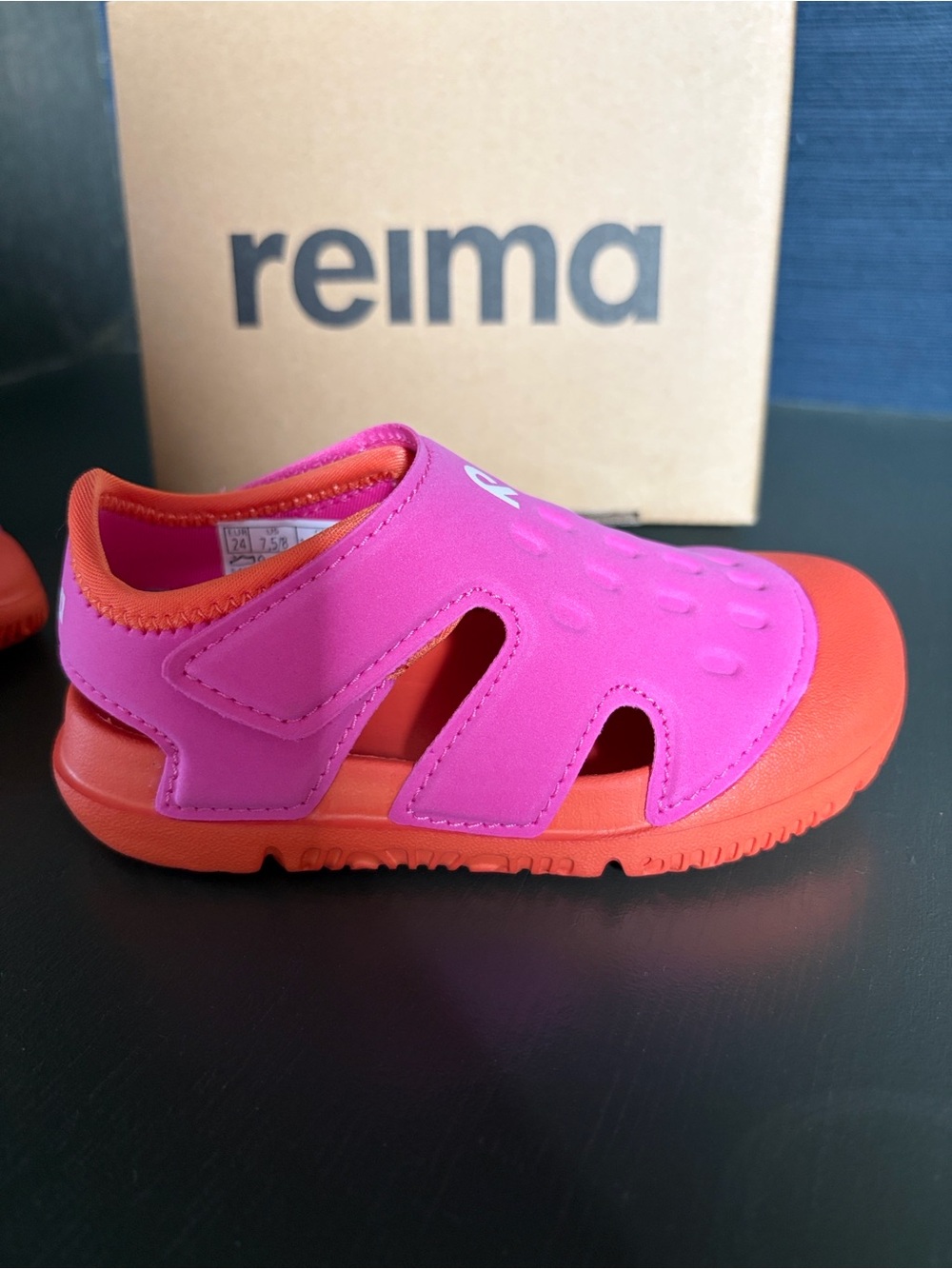 Kids Pink & Orange Closed-Toe Sandal with Hook-and-Loop Strap